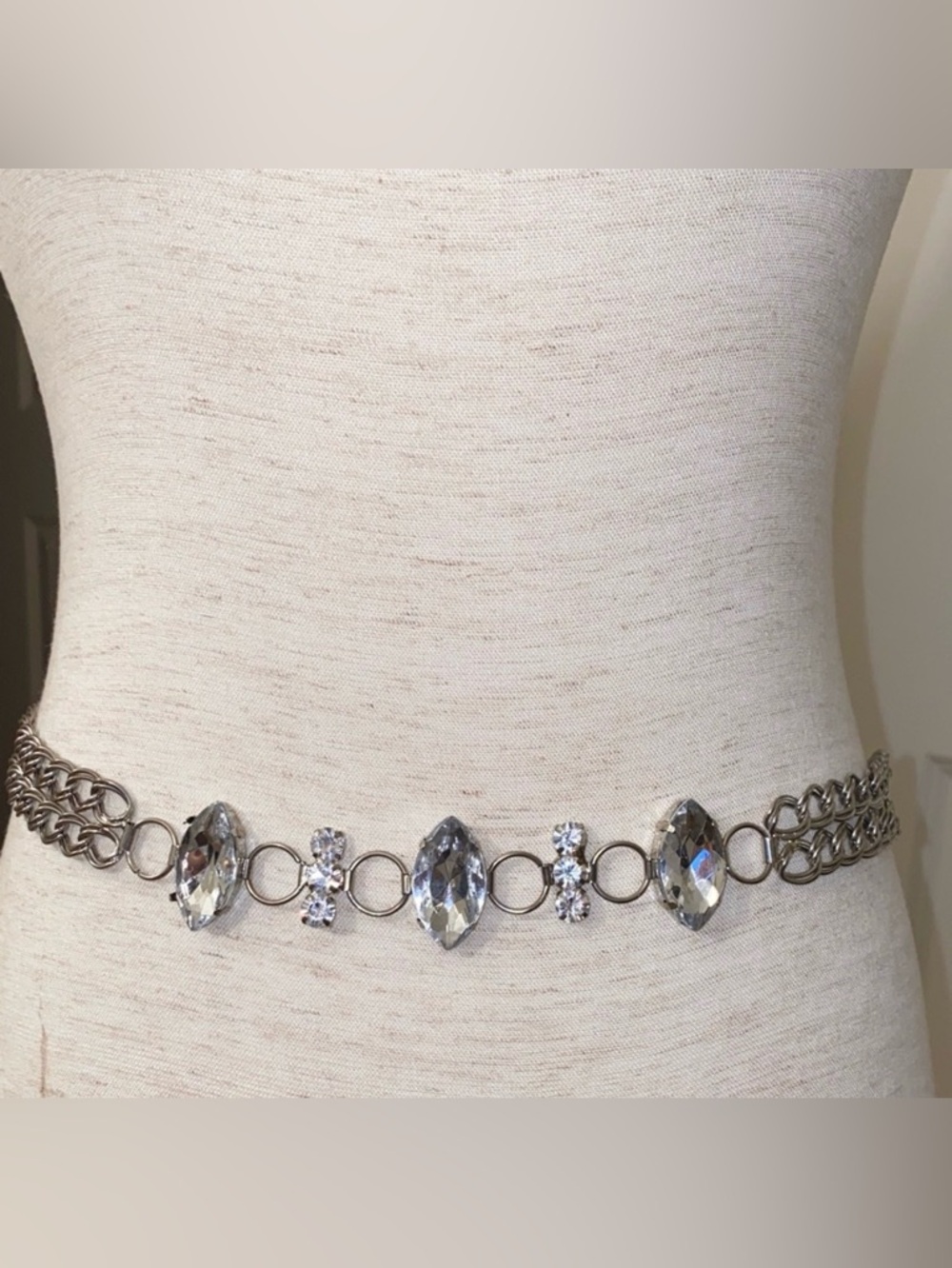 Silver toned gem stone belt
